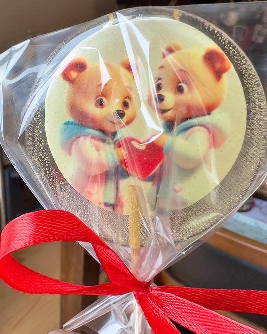 TEST sample: printed round lollipop with illustrated bears